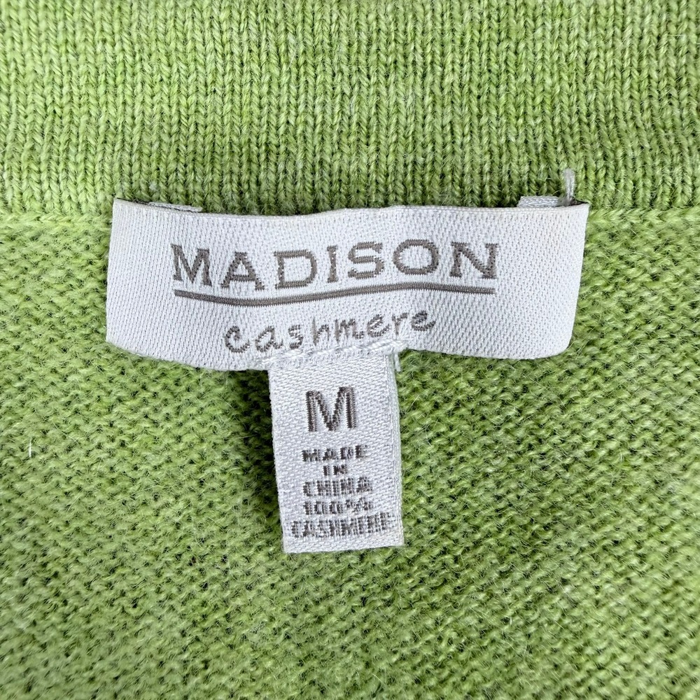 Madison Cashmere Womens M Lime Green Scoop Neck Sweater Long Sleeve Soft Luxury - Picture 2 of 7